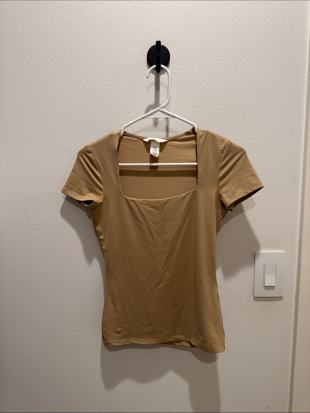 H&M Square Neck Short Sleeve Top - Tan
